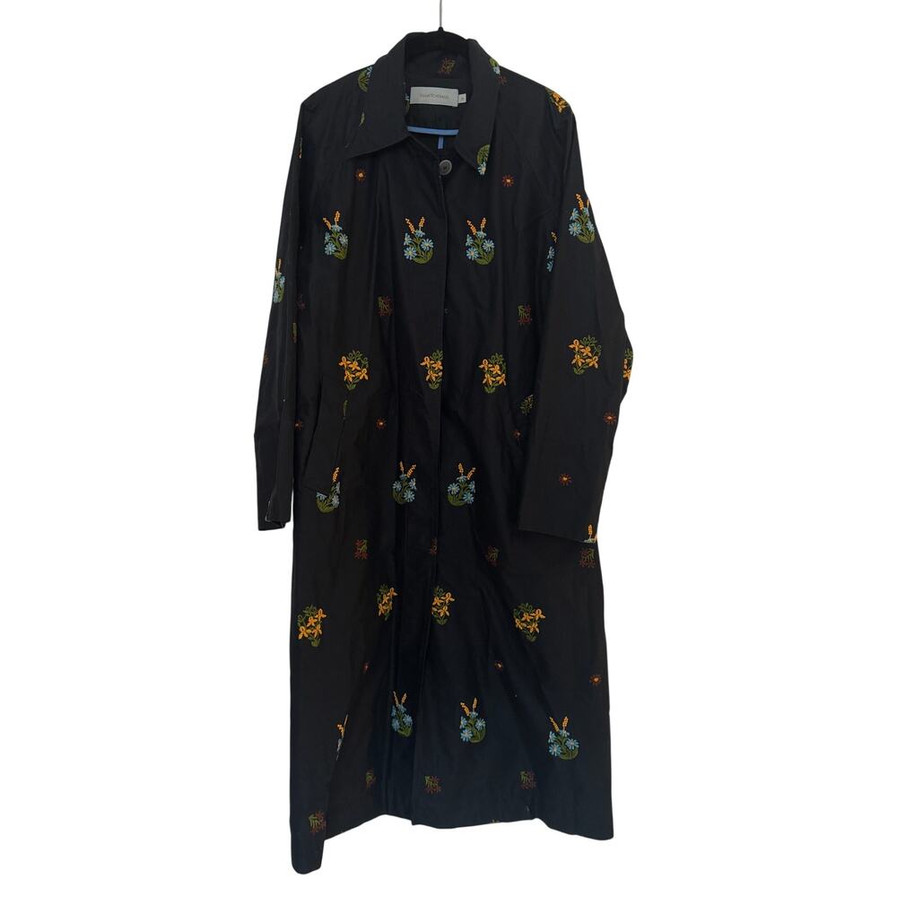 Silvia Tcherassi Floral-Embroidered Mid Trench Coat